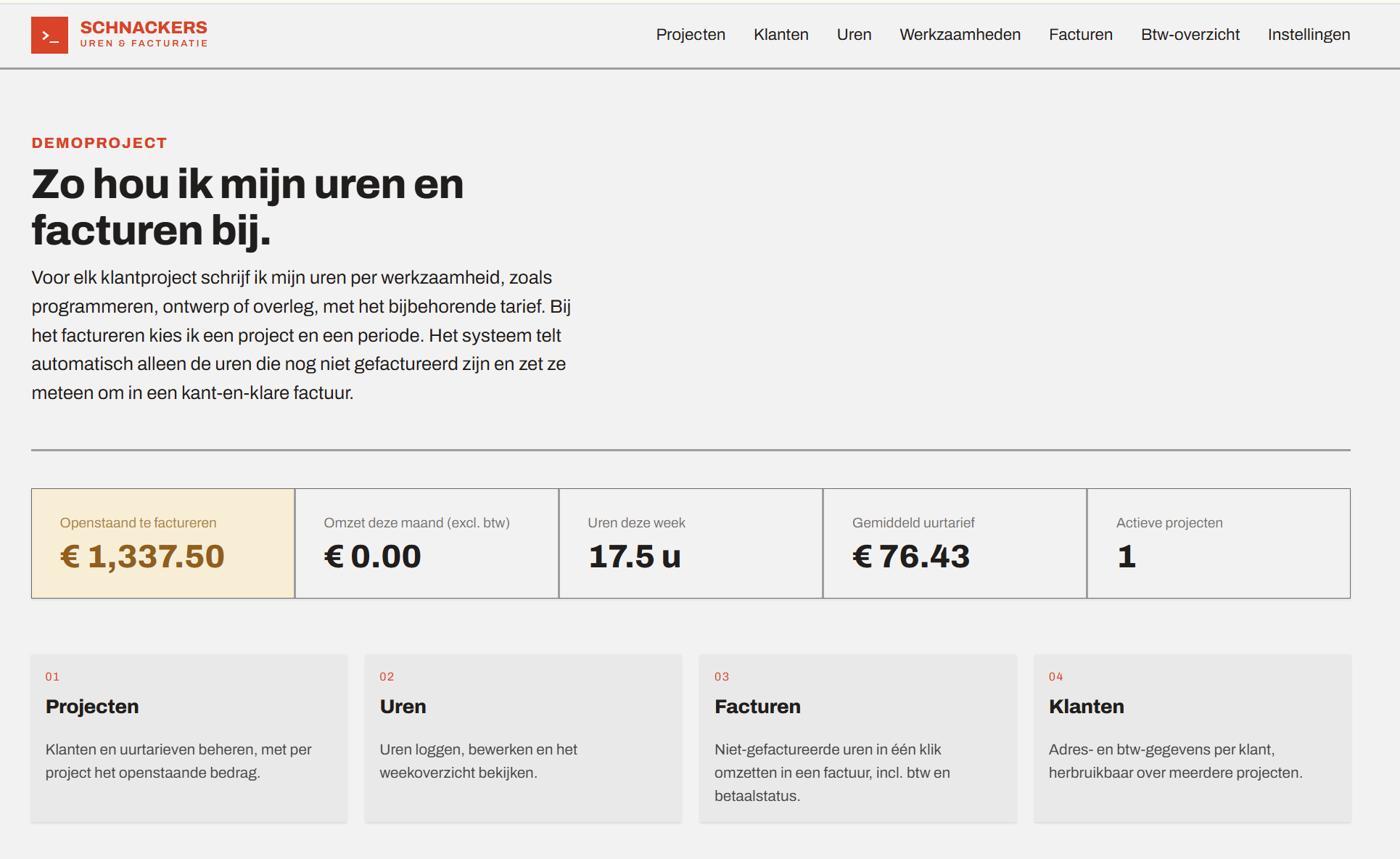 Urenregistratie en facturatie — demoproject